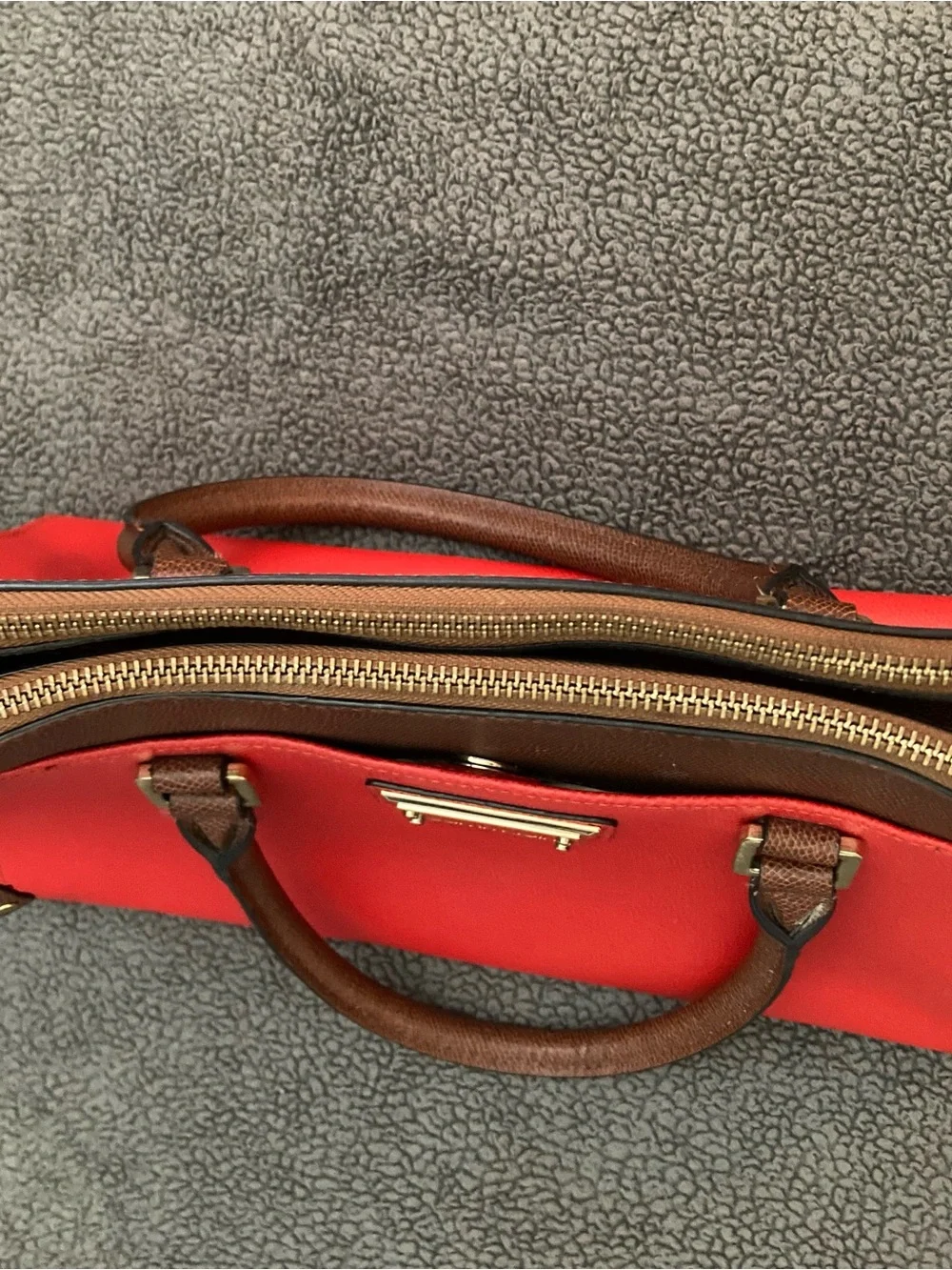 Calvin Klein Red and Brown Leather Shoulder Bag